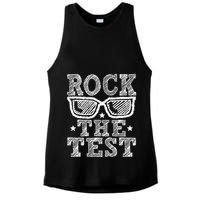 Rock The Test Testing Day Retro Motivational Ladies PosiCharge Tri-Blend Wicking Tank