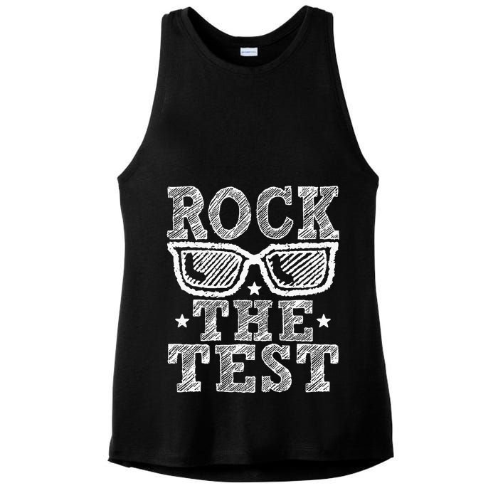 Rock The Test Testing Day Retro Motivational Ladies PosiCharge Tri-Blend Wicking Tank