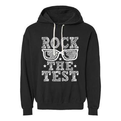 Rock The Test Testing Day Retro Motivational Garment-Dyed Fleece Hoodie