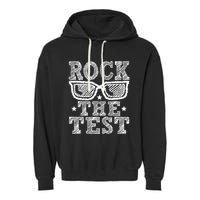 Rock The Test Testing Day Retro Motivational Garment-Dyed Fleece Hoodie