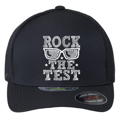 Rock The Test Testing Day Retro Motivational Flexfit Unipanel Trucker Cap