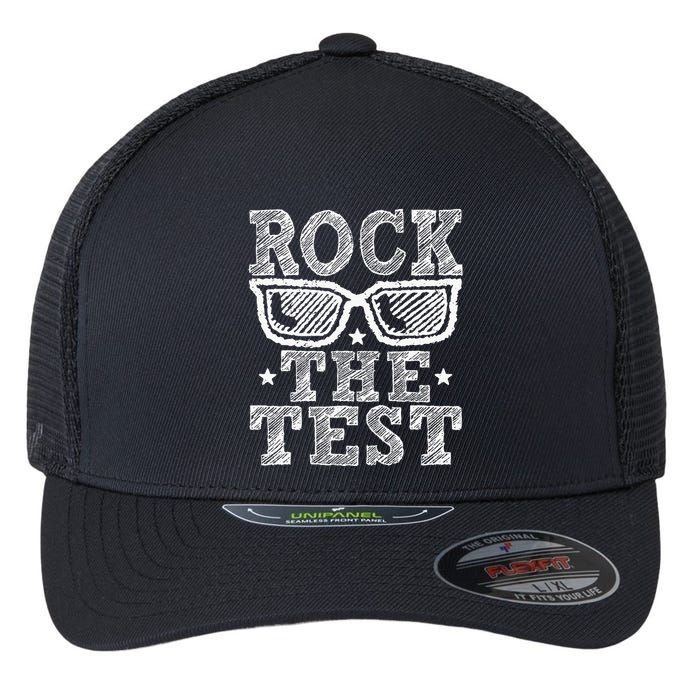 Rock The Test Testing Day Retro Motivational Flexfit Unipanel Trucker Cap