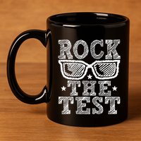 Rock The Test Testing Day Retro Motivational 11oz C Handle Ceramic Mug