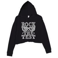 Rock The Test Testing Day Retro Motivational Crop Fleece Hoodie