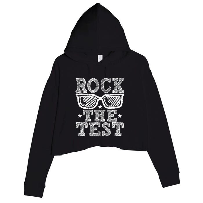 Rock The Test Testing Day Retro Motivational Crop Fleece Hoodie