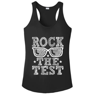 Rock The Test Testing Day Retro Motivational Ladies PosiCharge Competitor Racerback Tank