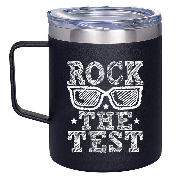 Rock The Test Testing Day Retro Motivational 12oz Stainless Steel Coffee Mug