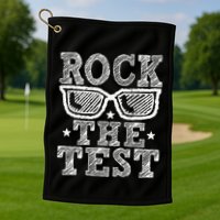 Rock The Test Testing Day Retro Motivational Golf Towel