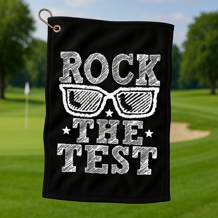 Rock The Test Testing Day Retro Motivational Golf Towel