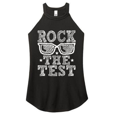 Rock The Test Testing Day Retro Motivational Women's Perfect Tri Rocker Tank