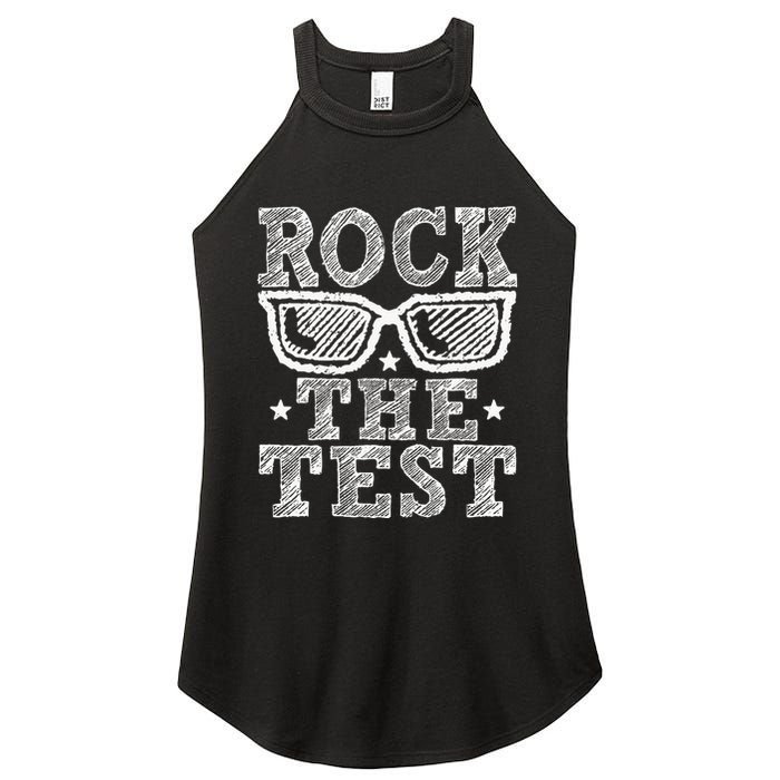Rock The Test Testing Day Retro Motivational Women's Perfect Tri Rocker Tank