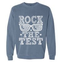 Rock The Test Testing Day Retro Motivational Garment-Dyed Sweatshirt