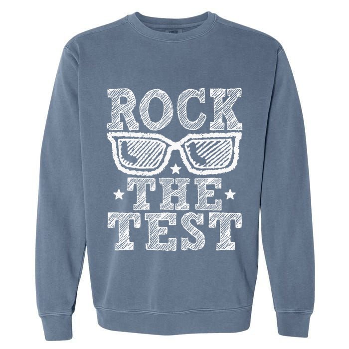 Rock The Test Testing Day Retro Motivational Garment-Dyed Sweatshirt