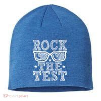 Rock The Test Testing Day Retro Motivational Sustainable Beanie