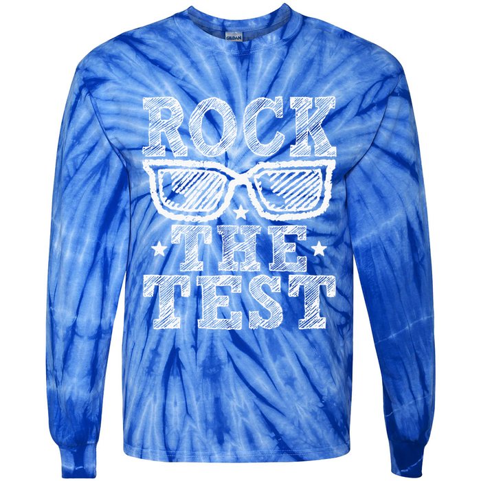 Rock The Test Testing Day Retro Motivational Tie-Dye Long Sleeve Shirt