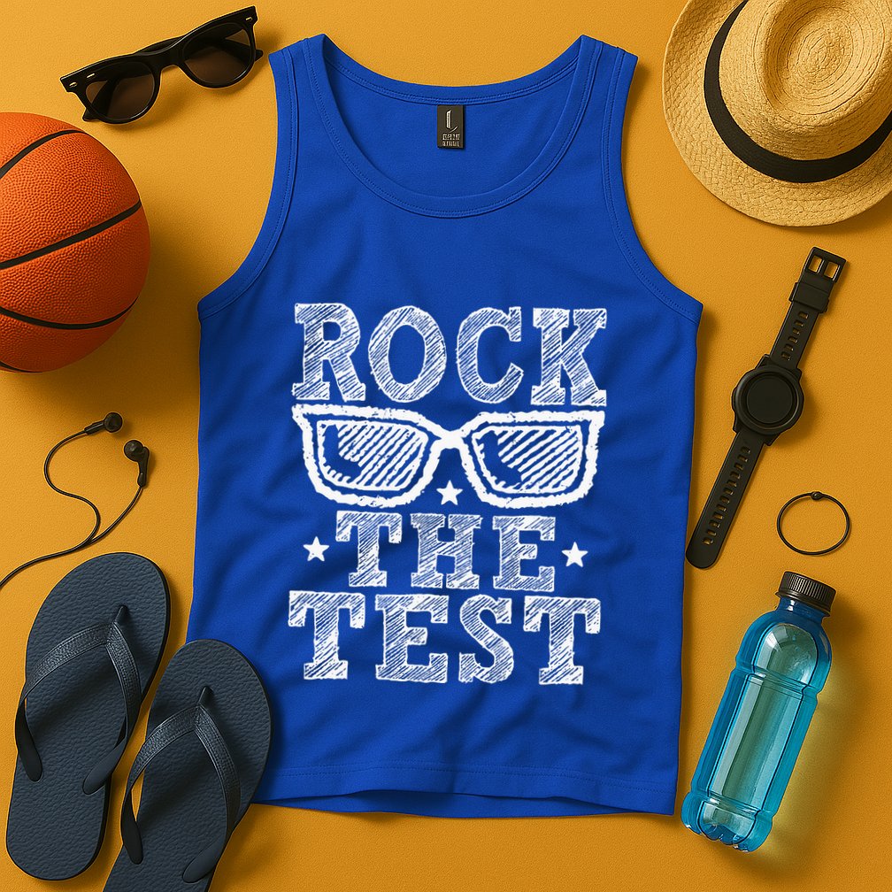 Rock The Test Testing Day Retro Motivational Tank Top
