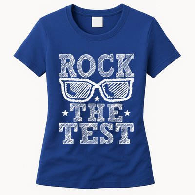 Rock The Test Testing Day Retro Motivational Womens T-Shirt