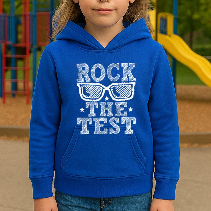 Rock The Test Testing Day Retro Motivational Kids Hoodie