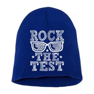 Rock The Test Testing Day Retro Motivational Short Acrylic Beanie