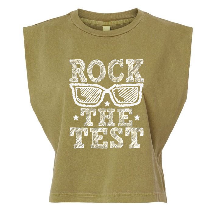 Rock The Test Testing Day Retro Motivational Garment-Dyed Women's Muscle Tee