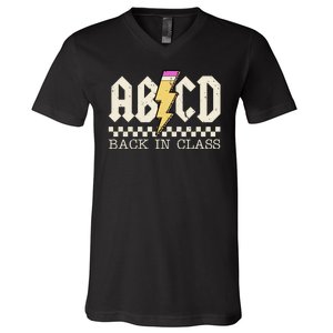 Retro Teacher Tour Abcd Back To School Classic Rock V-Neck T-Shirt