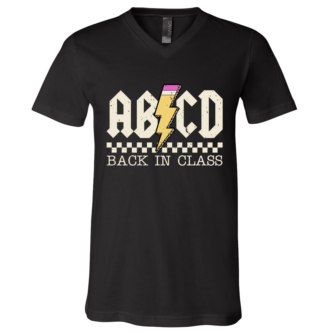 Retro Teacher Tour Abcd Back To School Classic Rock V-Neck T-Shirt