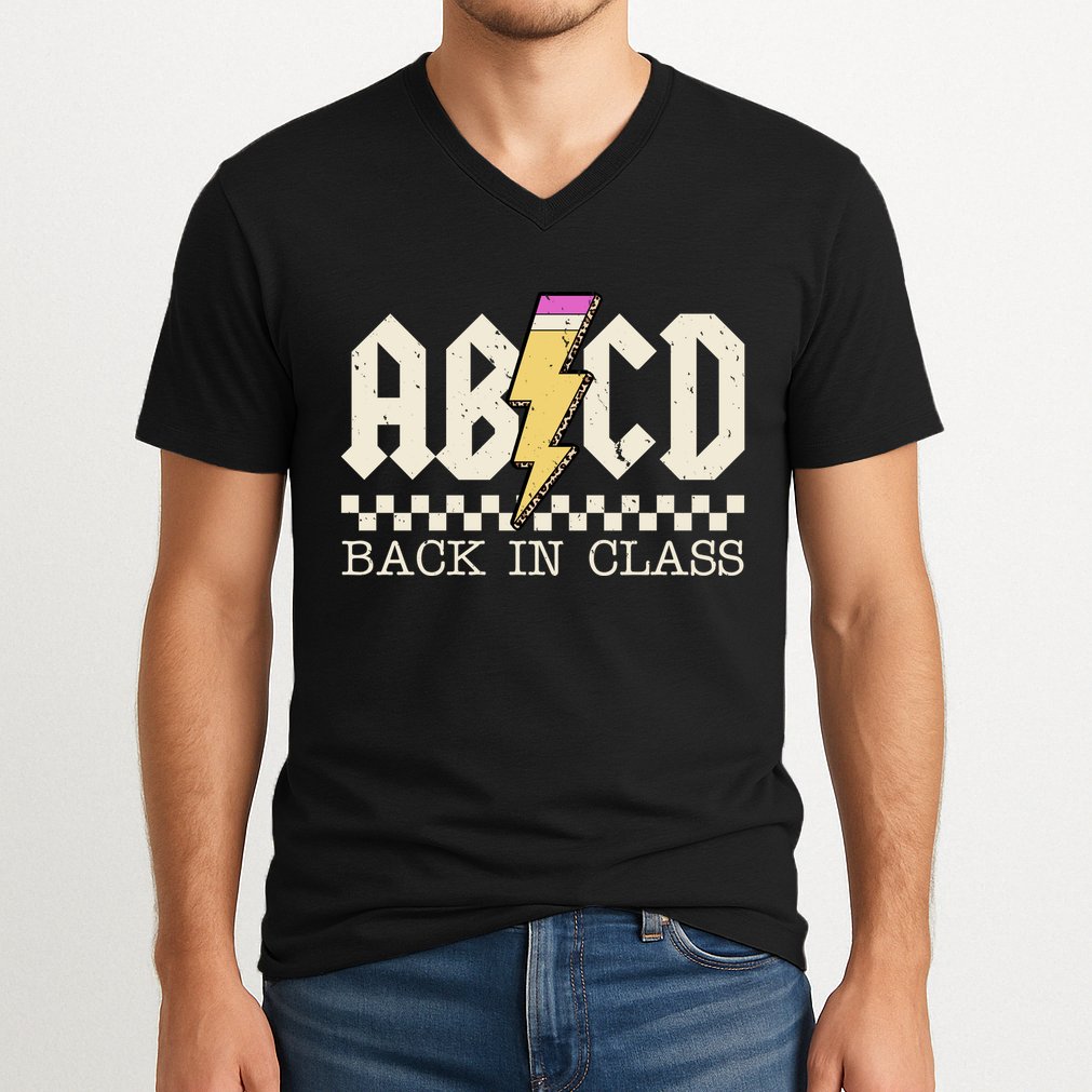 Retro Teacher Tour Abcd Back To School Classic Rock V-Neck T-Shirt