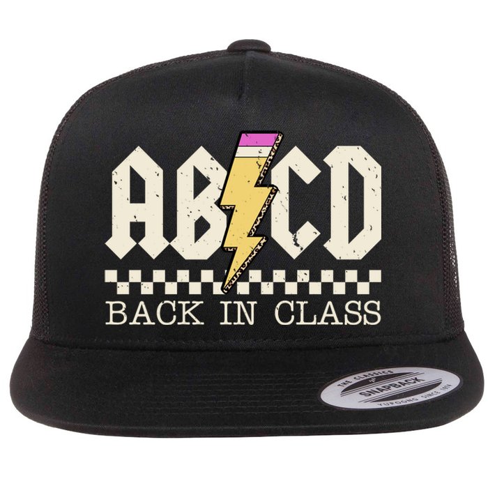 Retro Teacher Tour Abcd Back To School Classic Rock Flat Bill Trucker Hat