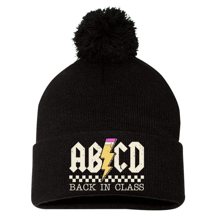 Retro Teacher Tour Abcd Back To School Classic Rock Pom Pom 12in Knit Beanie