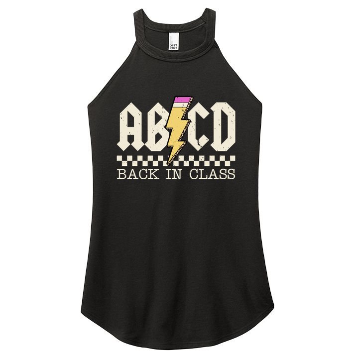 Retro Teacher Tour Abcd Back To School Classic Rock Women's Perfect Tri Rocker Tank