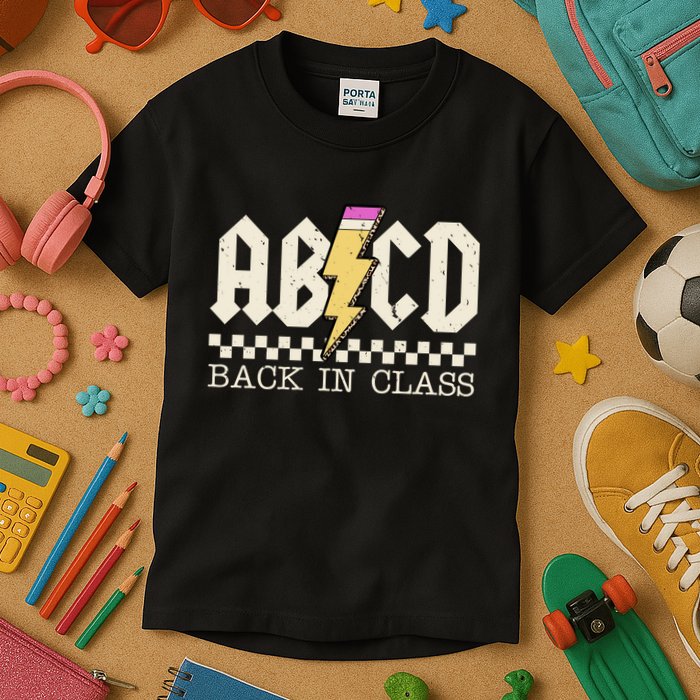 Retro Teacher Tour Abcd Back To School Classic Rock Kids T-Shirt