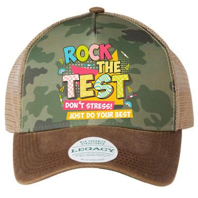Rock The Test Day Motivational Retro Teachers Testing Day Legacy Tie Dye Trucker Hat