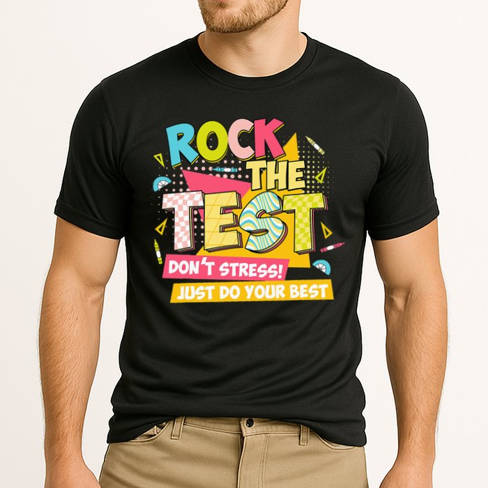 Rock The Test Day Motivational Retro Teachers Testing Day Performance Shirt