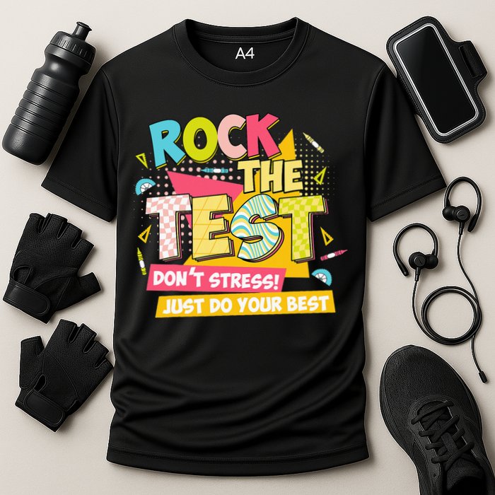 Rock The Test Day Motivational Retro Teachers Testing Day Performance Shirt