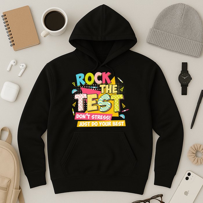 Rock The Test Day Motivational Retro Teachers Testing Day Hoodie