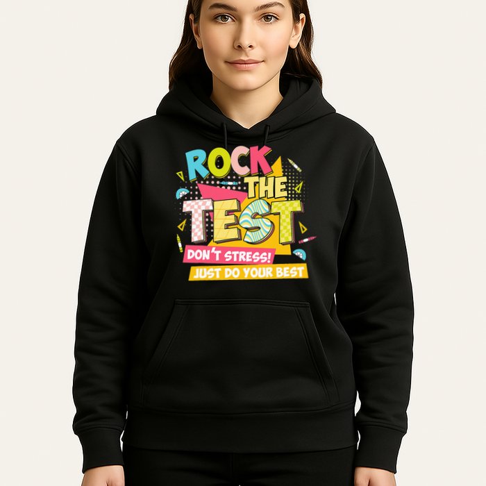 Rock The Test Day Motivational Retro Teachers Testing Day Hoodie
