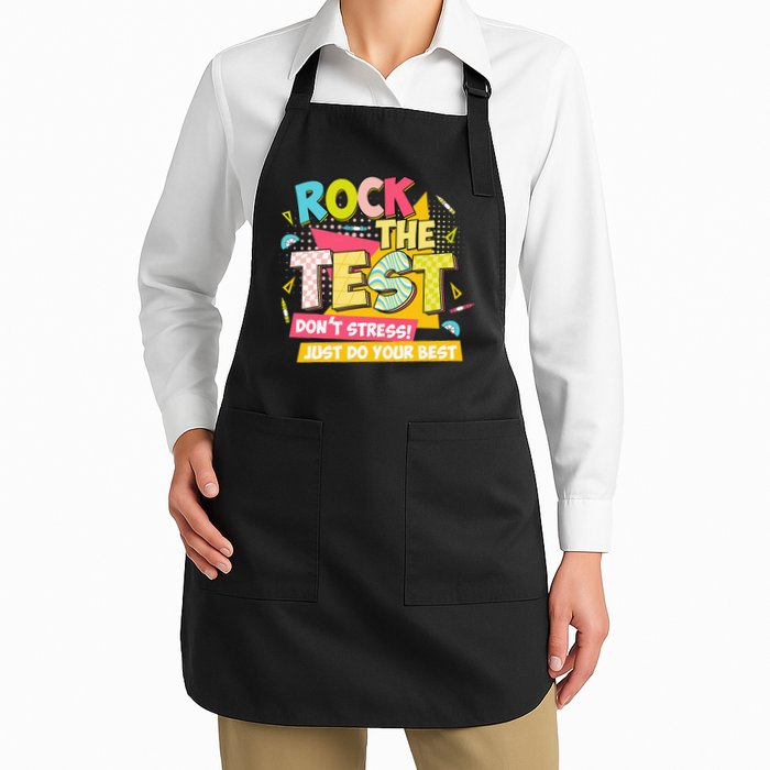 Rock The Test Day Motivational Retro Teachers Testing Day Apron