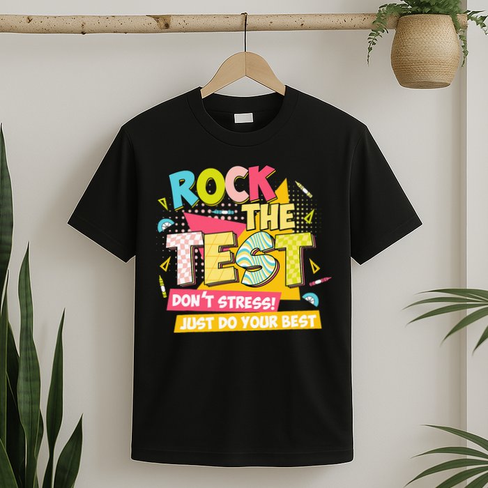 Rock The Test Day Motivational Retro Teachers Testing Day T-Shirt