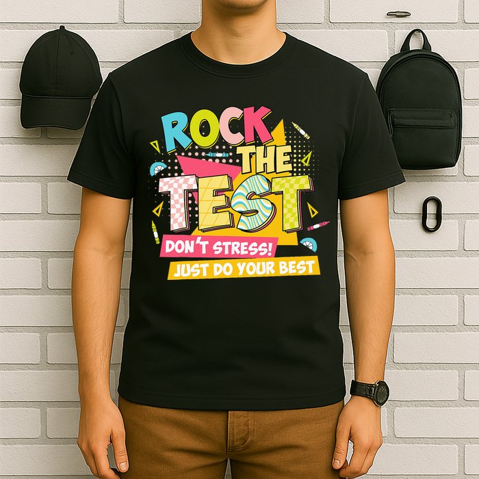 Rock The Test Day Motivational Retro Teachers Testing Day T-Shirt