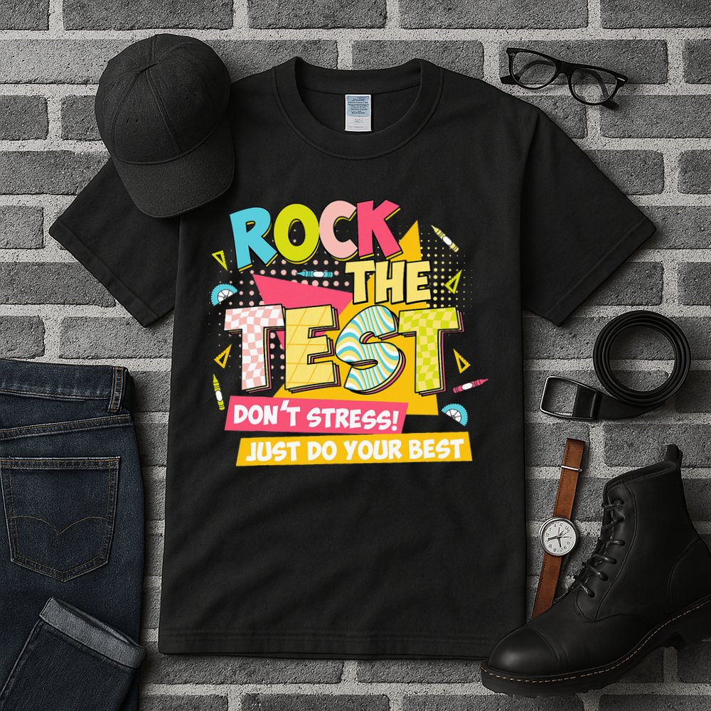 Rock The Test Day Motivational Retro Teachers Testing Day Tall T-Shirt