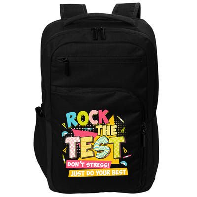 Rock The Test Day Motivational Retro Teachers Testing Day Impact Tech Backpack