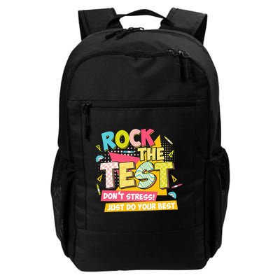 Rock The Test Day Motivational Retro Teachers Testing Day Daily Commute Backpack