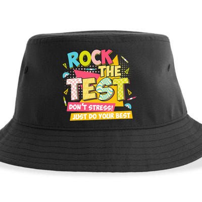 Rock The Test Day Motivational Retro Teachers Testing Day Sustainable Bucket Hat
