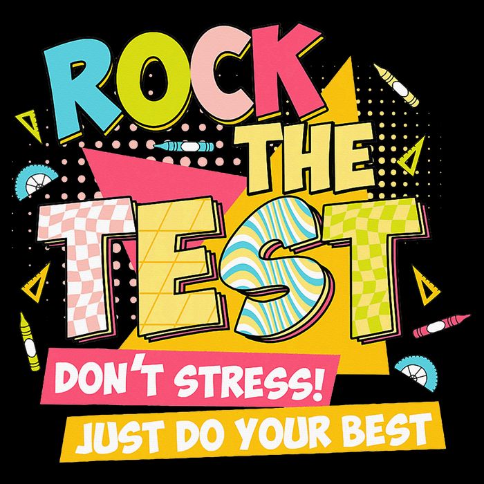 Rock The Test Day Motivational Retro Teachers Testing Day 7-Panel Snapback Hat