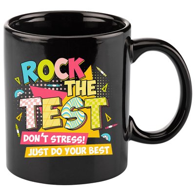 Rock The Test Day Motivational Retro Teachers Testing Day 11oz C Handle Ceramic Mug