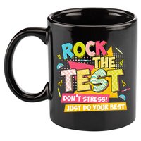 Rock The Test Day Motivational Retro Teachers Testing Day 11oz C Handle Ceramic Mug