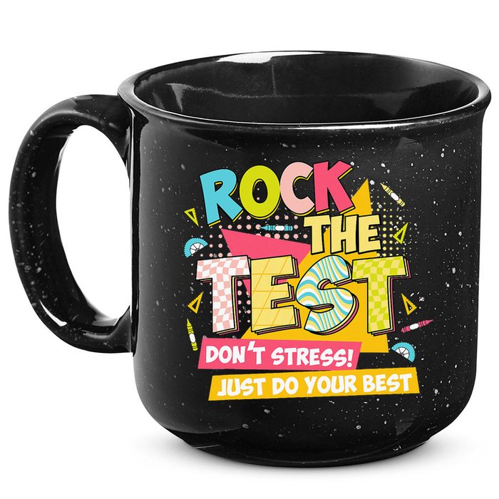 Rock The Test Day Motivational Retro Teachers Testing Day 15oz Campfire Ceramic Mug