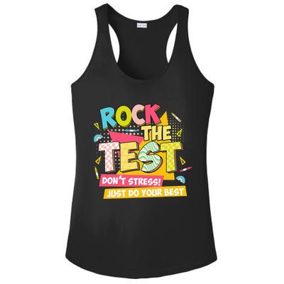 Rock The Test Day Motivational Retro Teachers Testing Day Ladies PosiCharge Competitor Racerback Tank