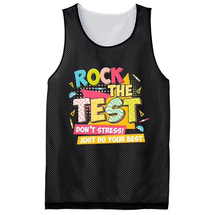 Rock The Test Day Motivational Retro Teachers Testing Day Mesh Reversible Basketball Jersey Tank