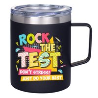 Rock The Test Day Motivational Retro Teachers Testing Day 12oz Stainless Steel Coffee Mug